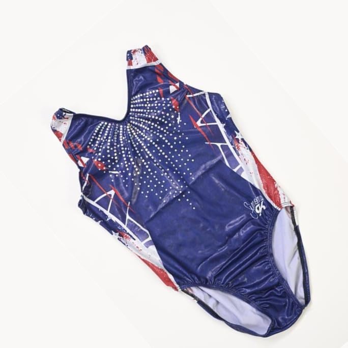 GK Simone Biles Patriotic Performance Gymnastics Leotard for Girls, Juniors, and Women (Child Small, RWB) - Image 4